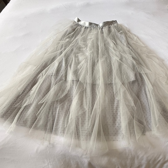 Elegant Silver Tulle A-Line Skirt - Picture 2 of 5